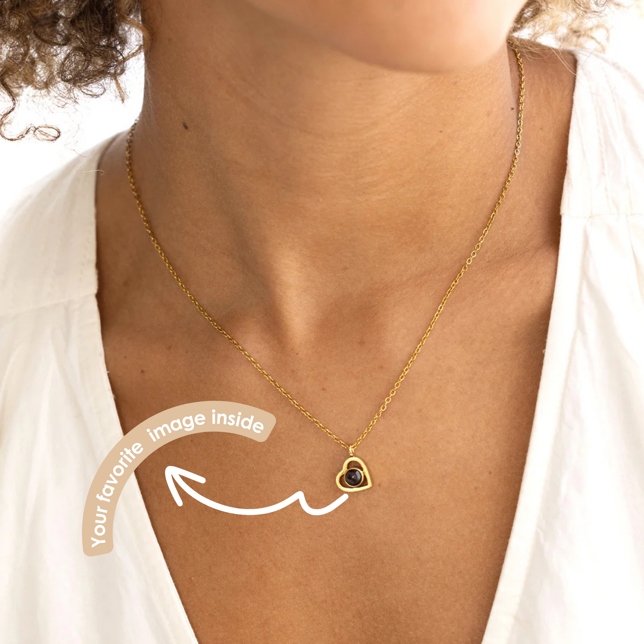 Side Heart Photo Necklace